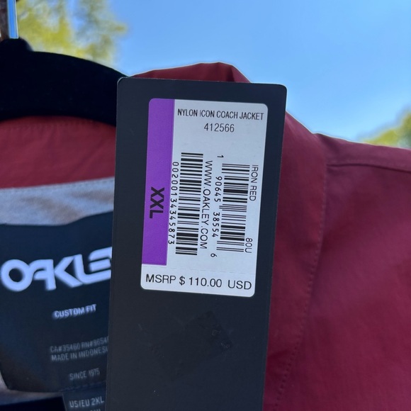 Oakley Jacket Mens XXL Nylon Icon Coach Sleeve Spellout Lightweight Buttons NEW - Picture 3 of 11